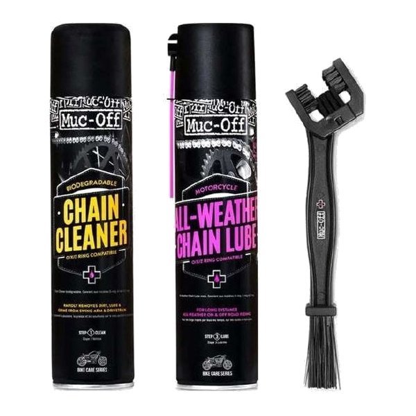Kit x3 cadena · limpiador / lubricante / cepillo